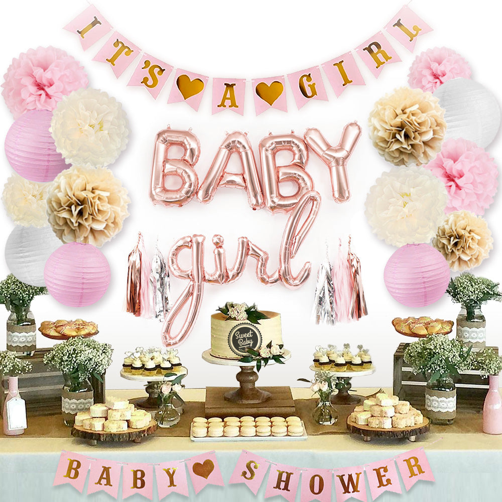 Sweet Baby Co. Girl Butterfly Baby Shower Decorations for Girl